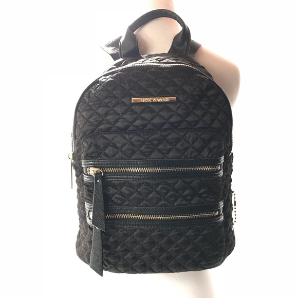 steve madden black quilted backpack